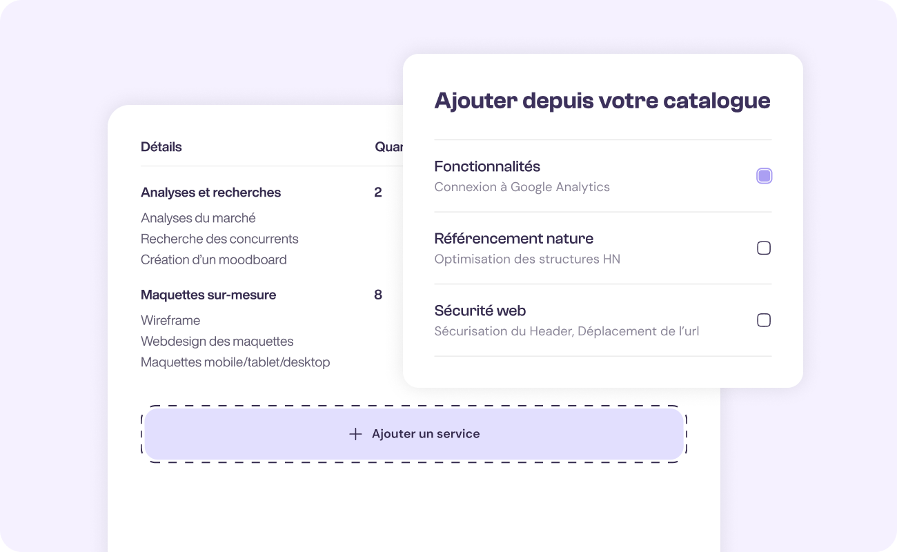 Logiciel de facturation avec catalogue de service