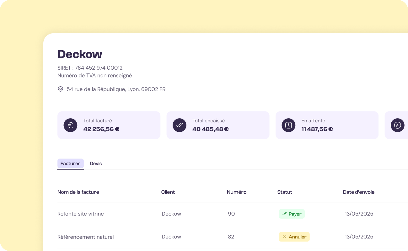 Logiciel de facturation avec espace client à partager