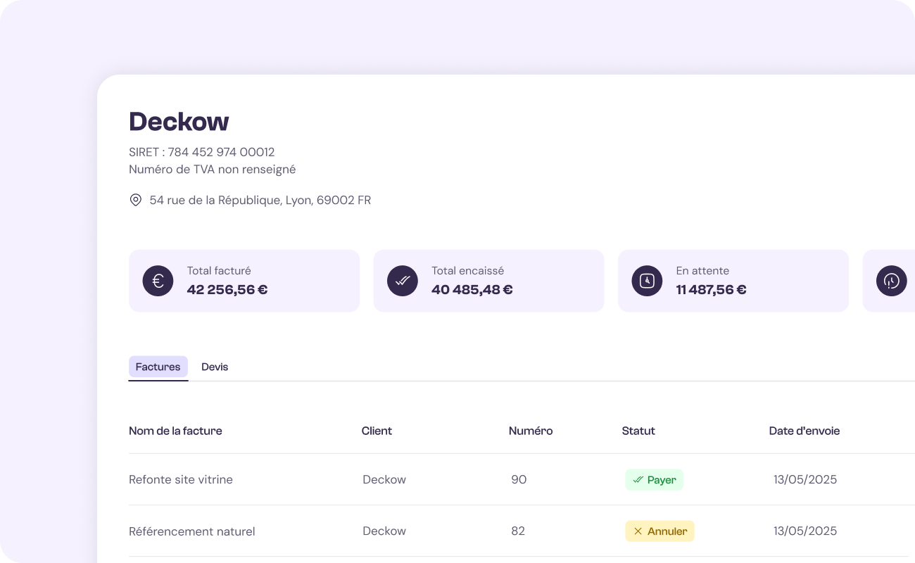 Logiciel de facturation avec espace client à partager