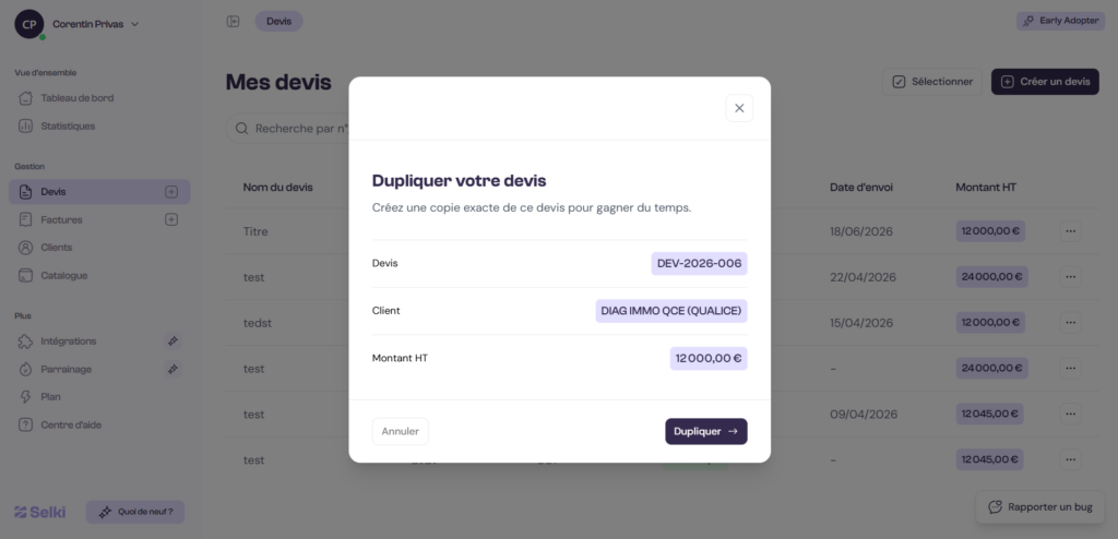 Créer vos devis plus rapidement avec Selki 3 image 2
